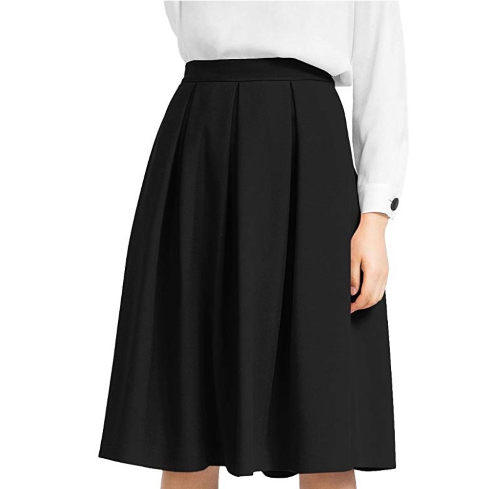 High Waist Pleated Midi Skirt